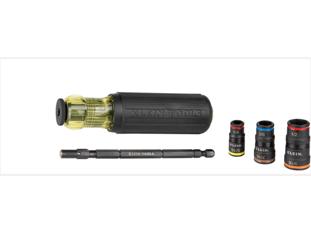 Klein Tools 7in1 Impact Rated Flip Socket Set w/Handle Black/Yellow 32910