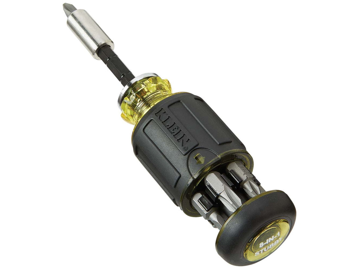 Klein Tools 8in1 Multi-Bit Adjustable Length Stubby Screwdriver Black 32308