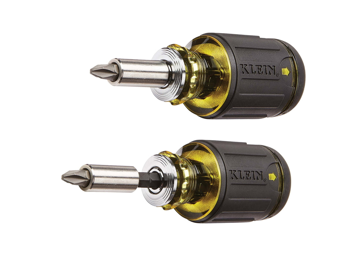 Klein Tools 8in1 Multi-Bit Adjustable Length Stubby Screwdriver Black 32308
