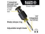 Klein Tools 8in1 Multi-Bit Adjustable Length Stubby Screwdriver Black 32308