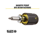 Klein Tools 8in1 Multi-Bit Adjustable Length Stubby Screwdriver Black 32308