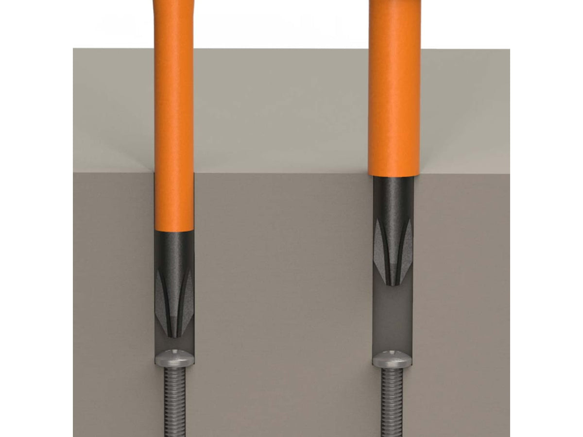 Klein Tools Cabinet Screwdriver Set Slim-Tip Insulated Phillips Square 4Piece Orange/Black 33734INS