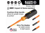 Klein Tools Cabinet Screwdriver Set Slim-Tip Insulated Phillips Square 4Piece Orange/Black 33734INS