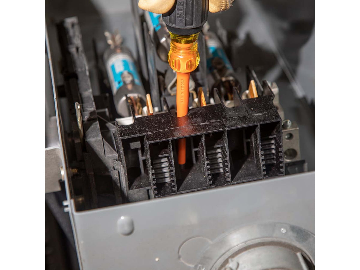 Klein Tools Cabinet Screwdriver Set Slim-Tip Insulated Phillips Square 4Piece Orange/Black 33734INS