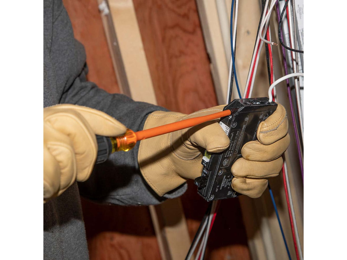 Klein Tools Cabinet Screwdriver Set Slim-Tip Insulated Phillips Square 4Piece Orange/Black 33734INS