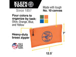 Klein Tools Canvas Tool Pouches Zipper Bags 4-Pack Olive Orange Blue Yellow