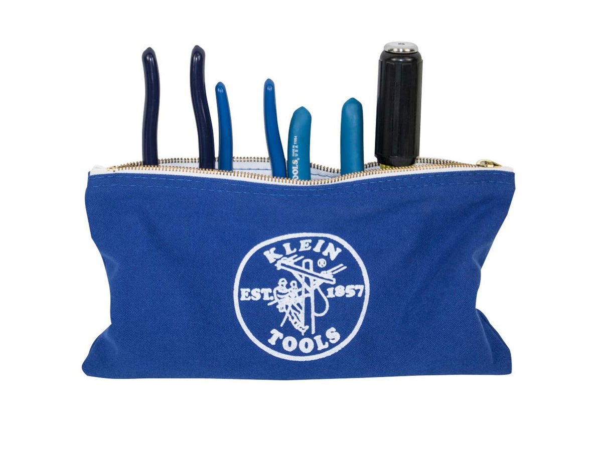 Klein Tools Canvas Tool Pouches Zipper Bags 4-Pack Olive Orange Blue Yellow