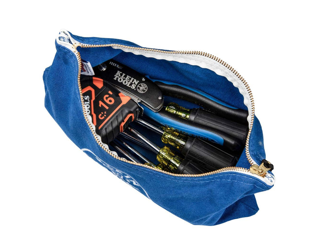 Klein Tools Canvas Tool Pouches Zipper Bags 4-Pack Olive Orange Blue Yellow