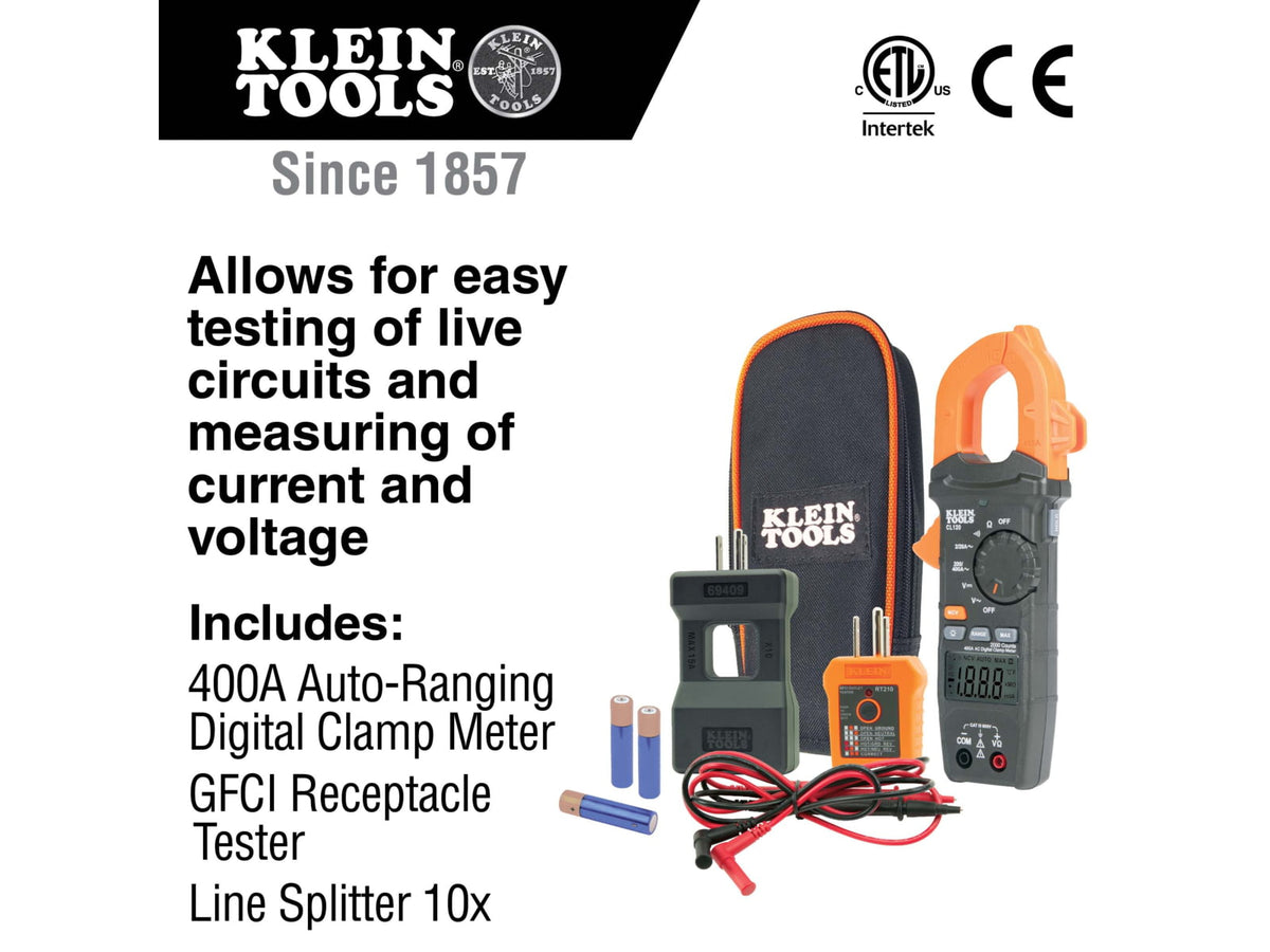 Klein Tools Clamp Meter Electrical Test Kit Orange/Black CL120KIT