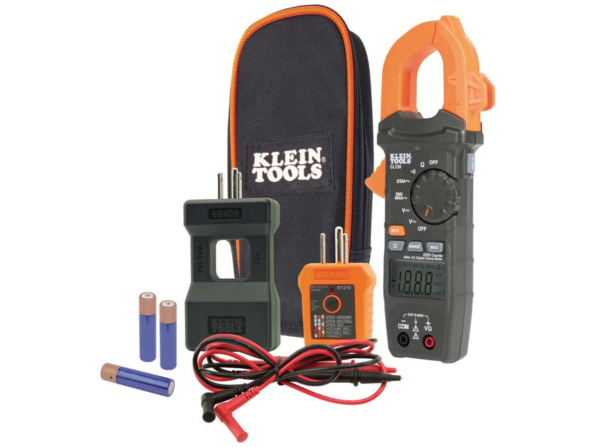 Klein Tools Clamp Meter Electrical Test Kit Orange/Black CL120KIT