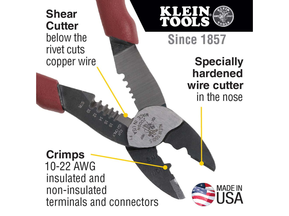 Klein Tools Crimper w/Wire Stripper/Cutter Forged