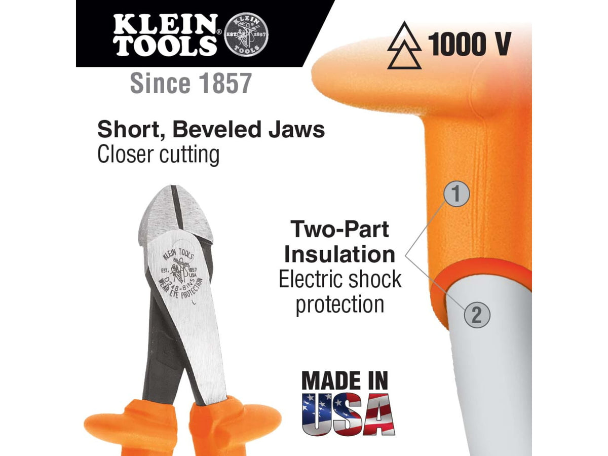 Klein Tools Diagonal Cutting Plier High Leverage 8In Orange D228-8-INS