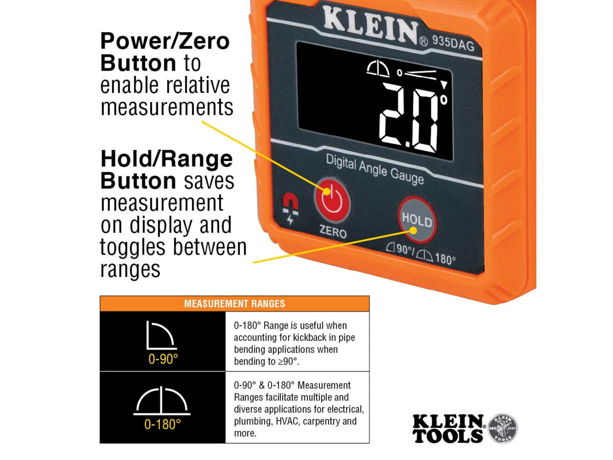 Klein Tools Digital Angle Gauge and Level Orange 935DAG