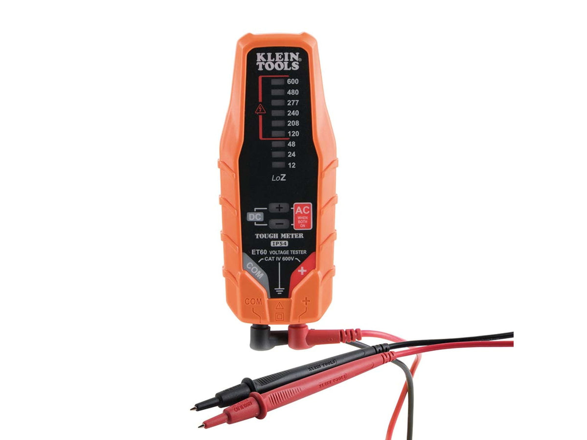 Klein Tools Electronic AC/ DC Voltage Tester 12 - 600V Orange/Black ET60