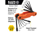 Klein Tools Folding Hex Key Set -11 Fractional Inch-Sized Keys Pro 70550