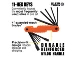 Klein Tools Folding Hex Key Set -11 Fractional Inch-Sized Keys Pro 70550