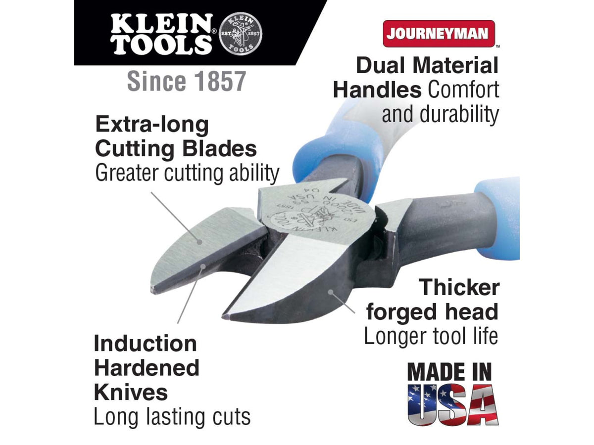 Klein Tools Heavy-Duty Diagonal Cutting Pliers Journeyman 9In Blue/Black J2000-59