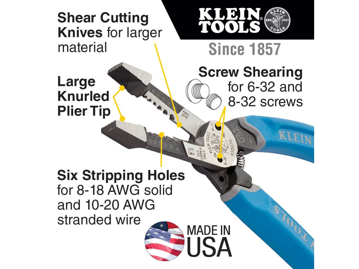 Klein Tools Heavy-Duty Shear Cut Wire Stripper 8-20AWG Klein-Kurve K12035