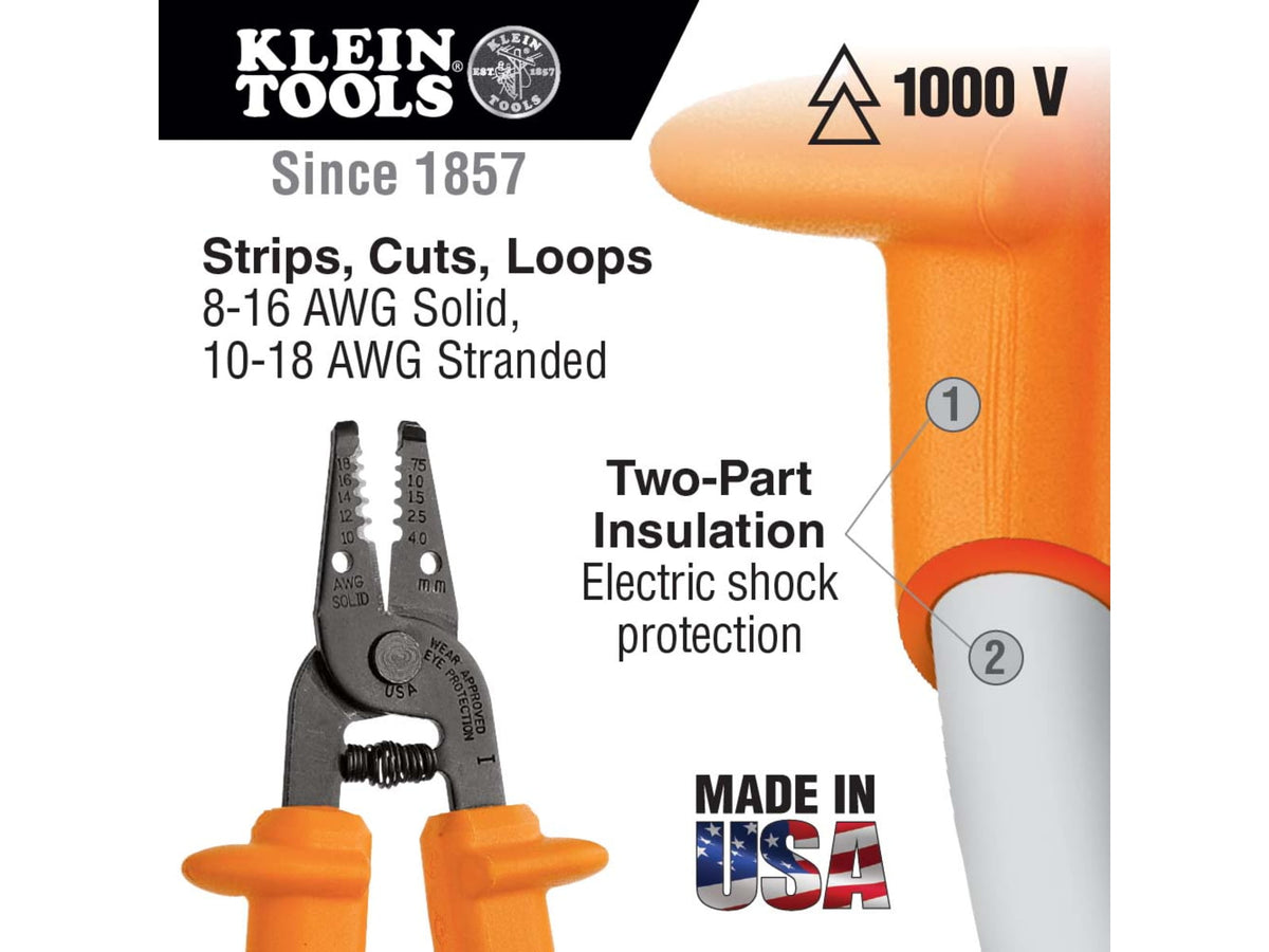 Klein Tools Insulated Wire Stripper and Cutter Orange 11045-INS