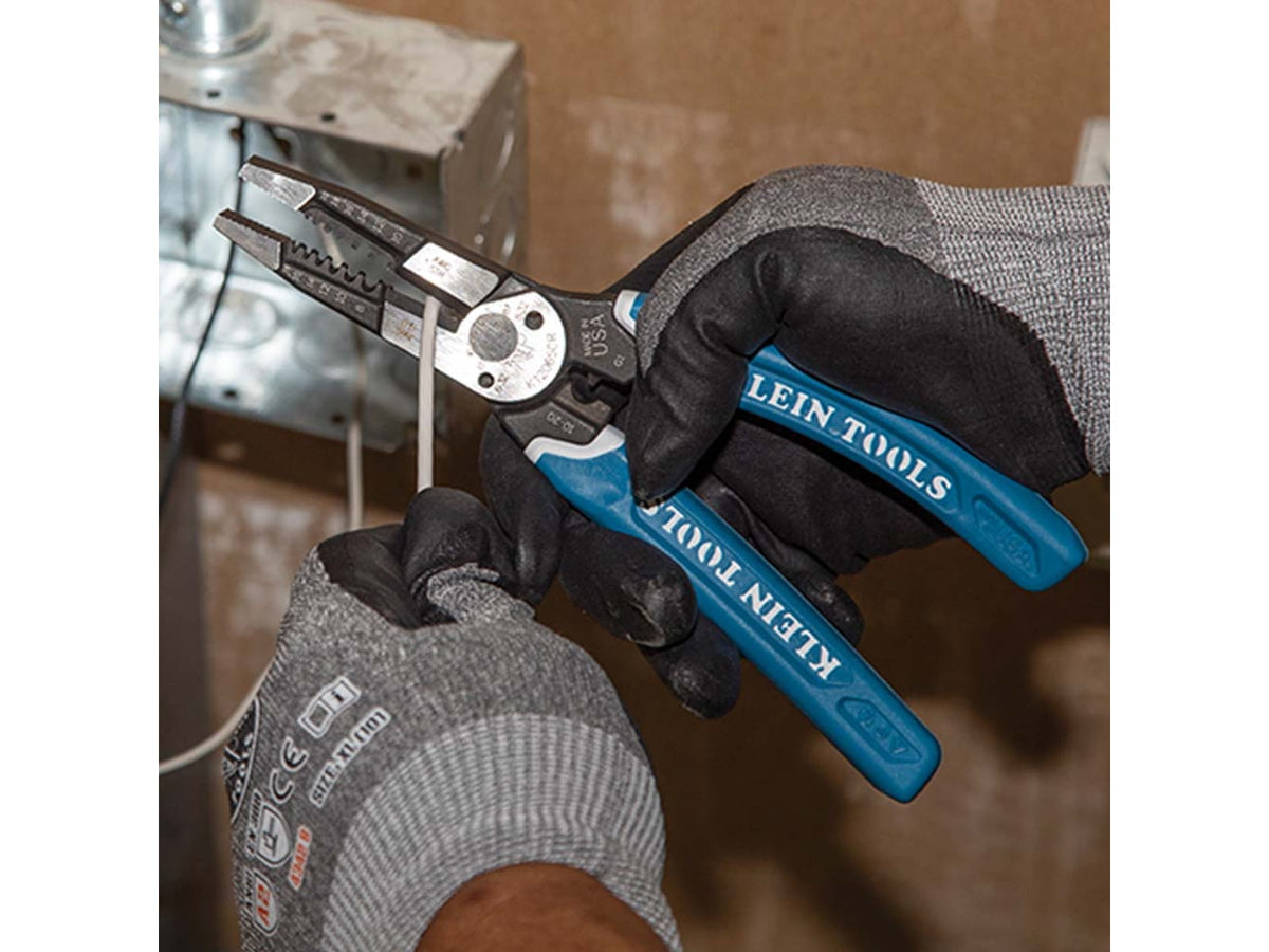 Klein Tools Klein-Kurve Heavy-Duty Wire Stripper/Cutter/Crimper Multi Tool 8-20 AWG Blue/White K12065CR