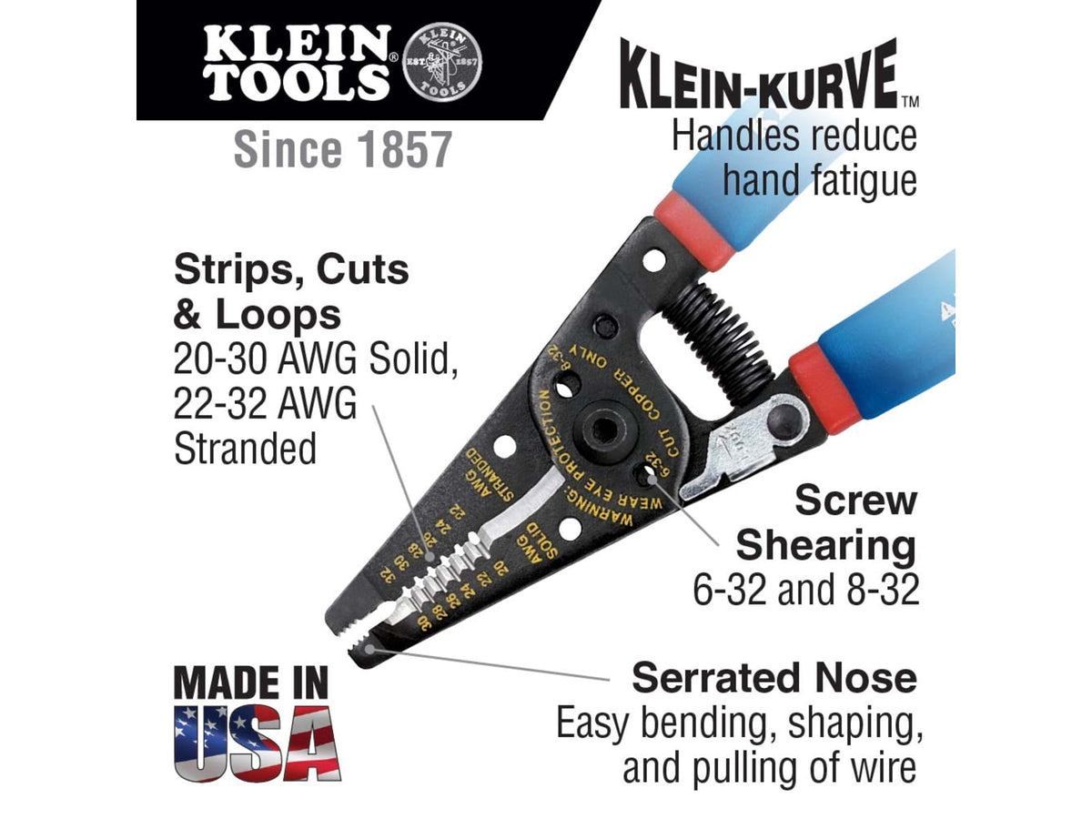 Klein Tools Kurve Wire Stripper/Cutter Solid 20-30 AWG & Stranded 22-32 AWG Wire Klein 11057