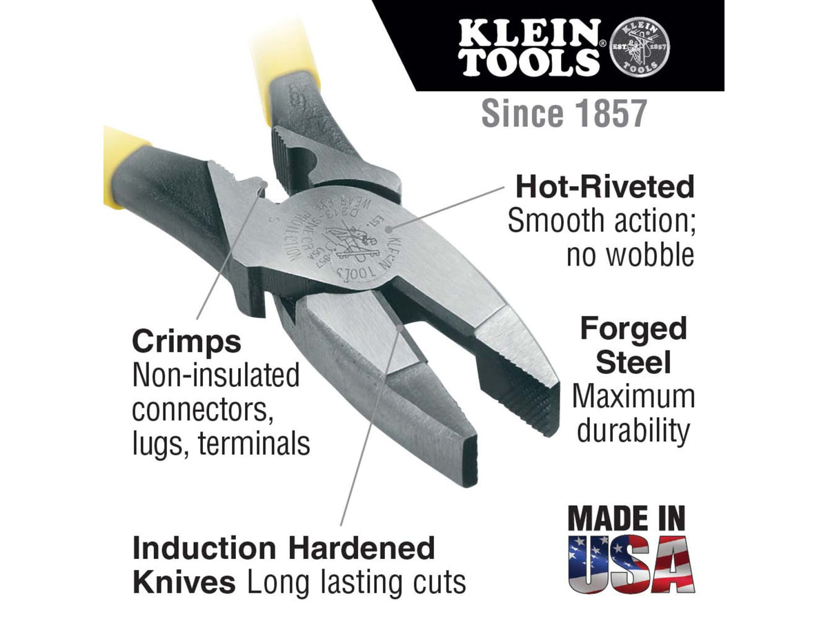 Klein Tools Lineman's Crimping Pliers 9In Yellow D213-9NE-CR