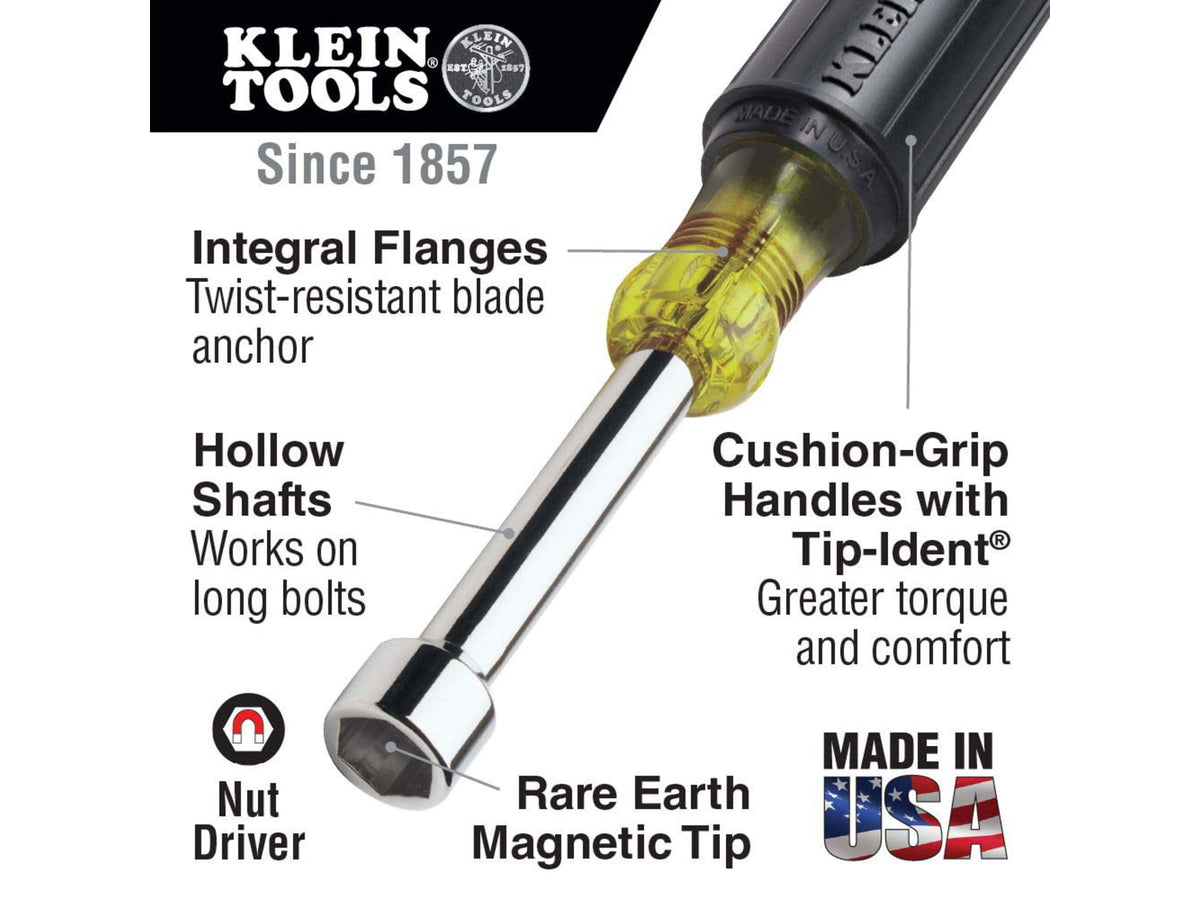 Klein Tools Magnetic Nut Driver Set 3In Shaft 7Piece Black/Yellow 631M