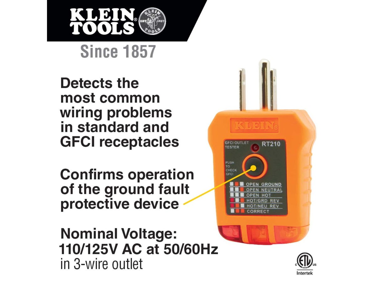 Klein Tools Receptacle Tester GFCI RT210