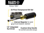 Klein Tools Screwdriver w/32-Piece Tamperproof Bit Set Magnetic 32510