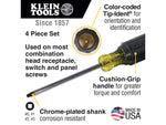 Klein Tools Square Reces Screwdriver Set 4Piece Black/Yellow 85664