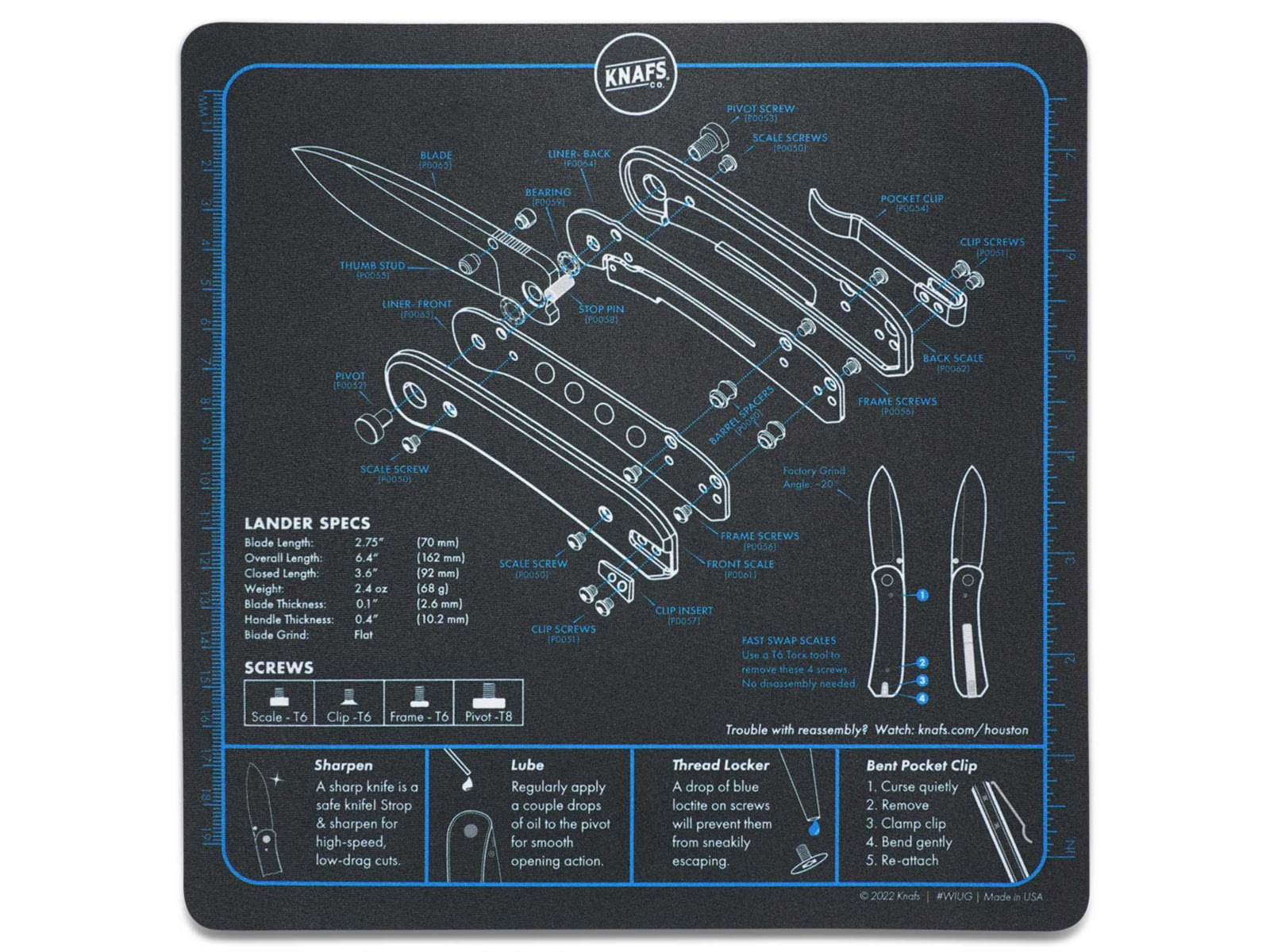 Knafs Lander 1 Knife Shop Mat/Mouse Pad Black