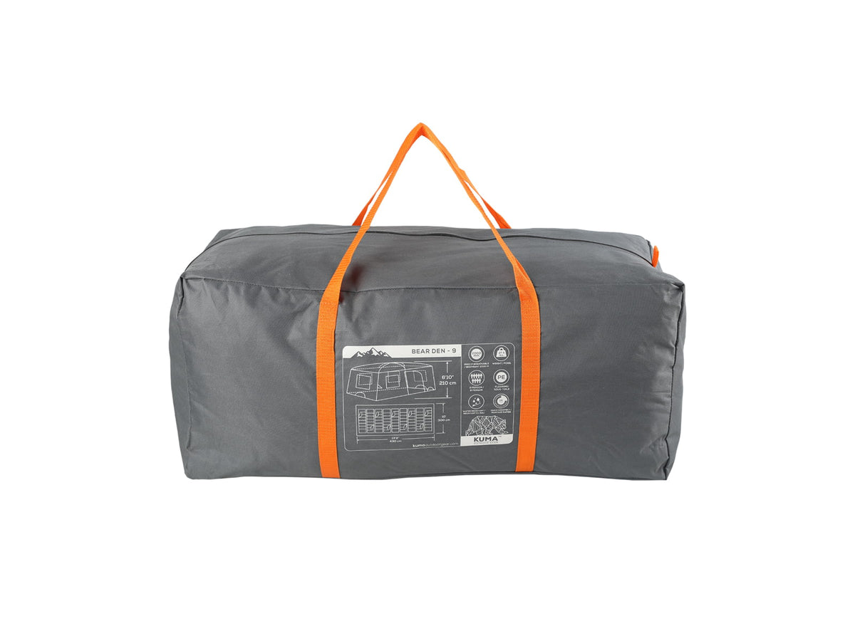 Kuma Outdoor Gear Bear Den Cabin 9 Tent Graphite/Orange 485-KM-TEBD-GO-9