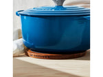 Le Creuset Magnetic Wooden Trivet - Acacia Wood w/ Black Silicone Rings 8in 47009000001001
