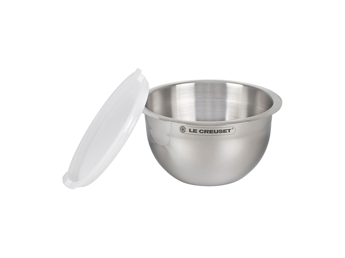 Le Creuset Nested Mixing Bowls w/ Nonslip Silicone Base & Plastic Air Tight Lids Steel