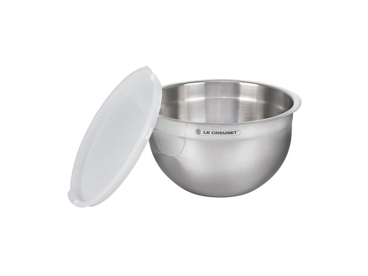 Le Creuset Nested Mixing Bowls w/ Nonslip Silicone Base & Plastic Air Tight Lids Steel