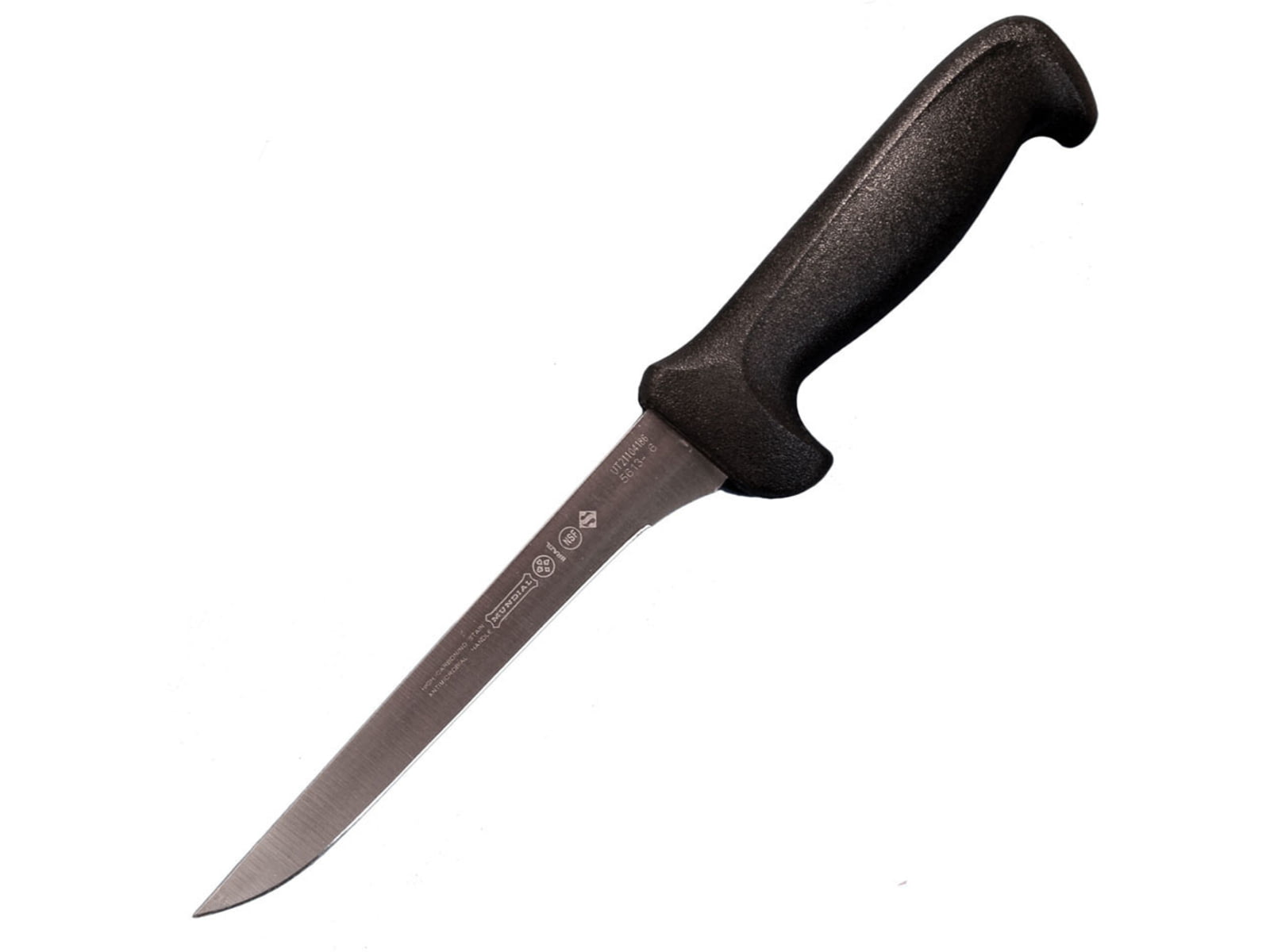 LEM Products Mundial 6in Straight Narrow Semi-Flex Knife High-Carbon Stain Free Steel Blade Polypropylene Black Handle