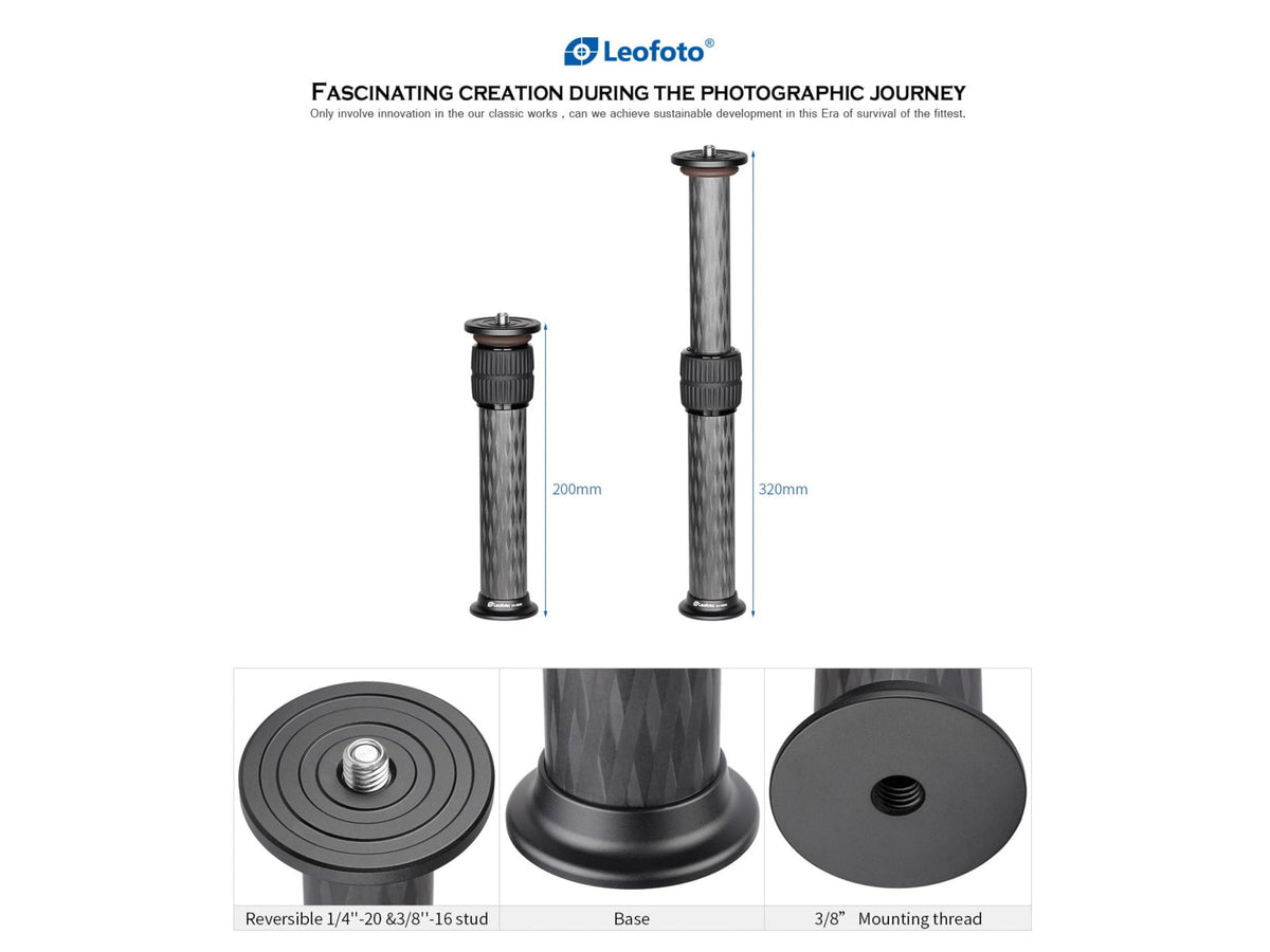 Leofoto DC-252C Carbon Fiber Add-On Center Column Black DC-252C