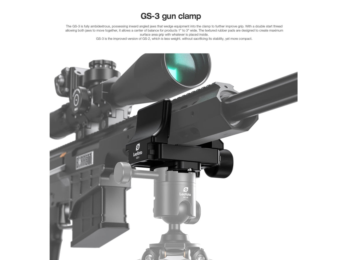 Leofoto GS-3 Lightweight Clamp Support Mount - Arca QR Clamp Black GS-3