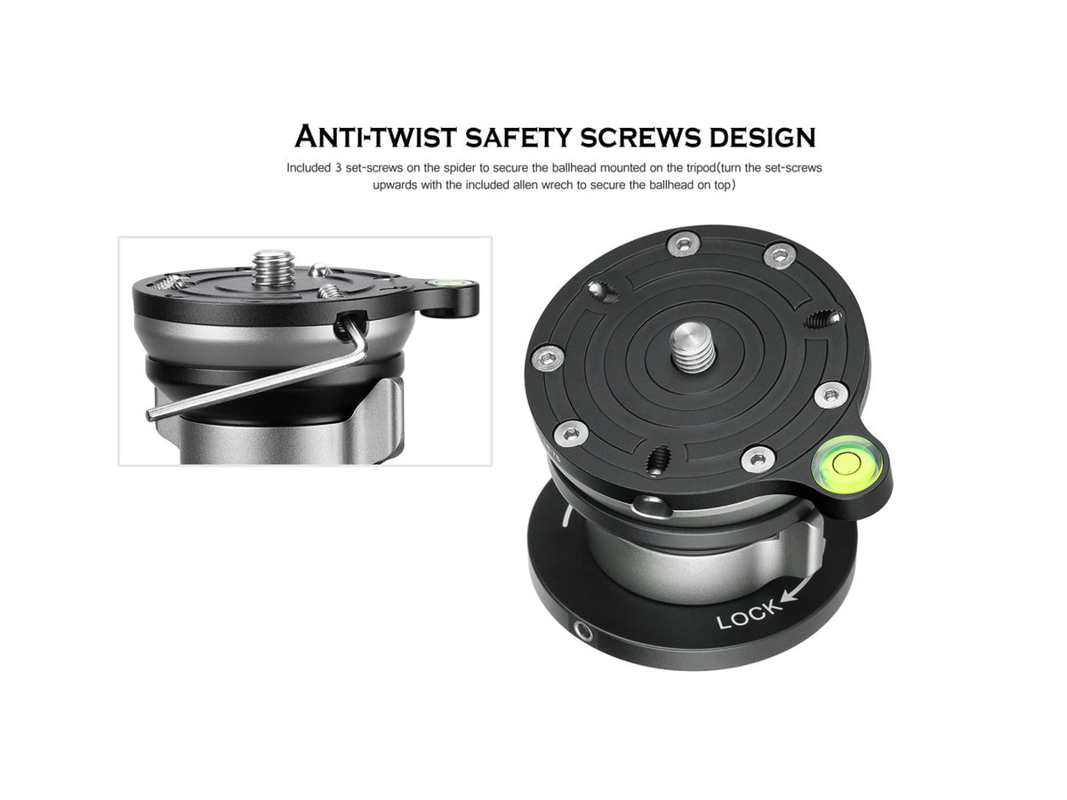 Leofoto LB-75 Leveling Head w/ Butterfly Handle Black LB-75