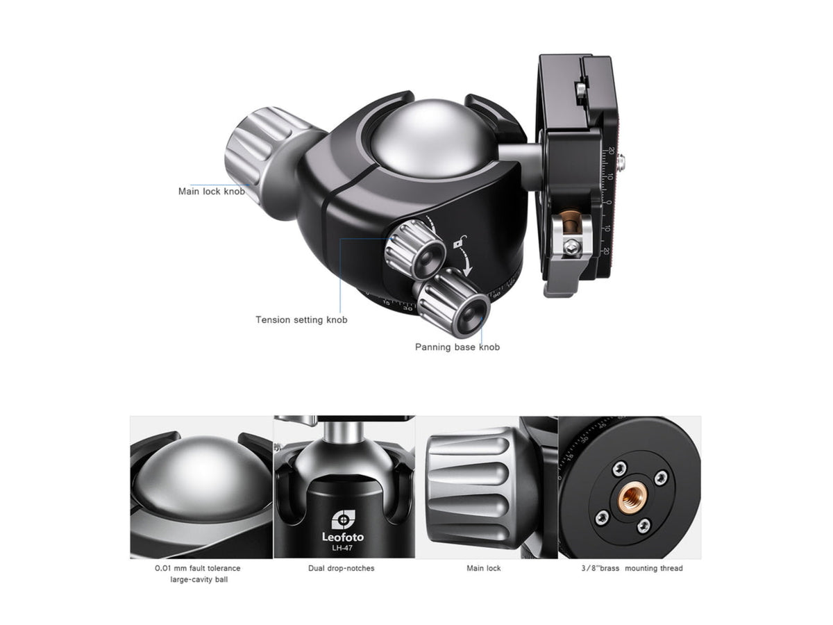 Leofoto LH-40LR Ball Head w/ Lever Release Clamp Arca Black LH-40LR