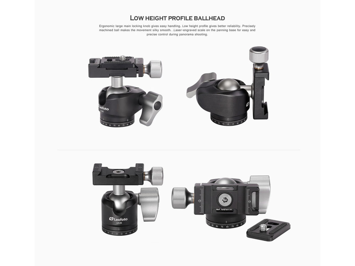 Leofoto LS-223CEX X Verison Table/Ground Mini Tripod w/ Integrated Leveling Base Ballhead Set Black LS-223CEXX+LH-25