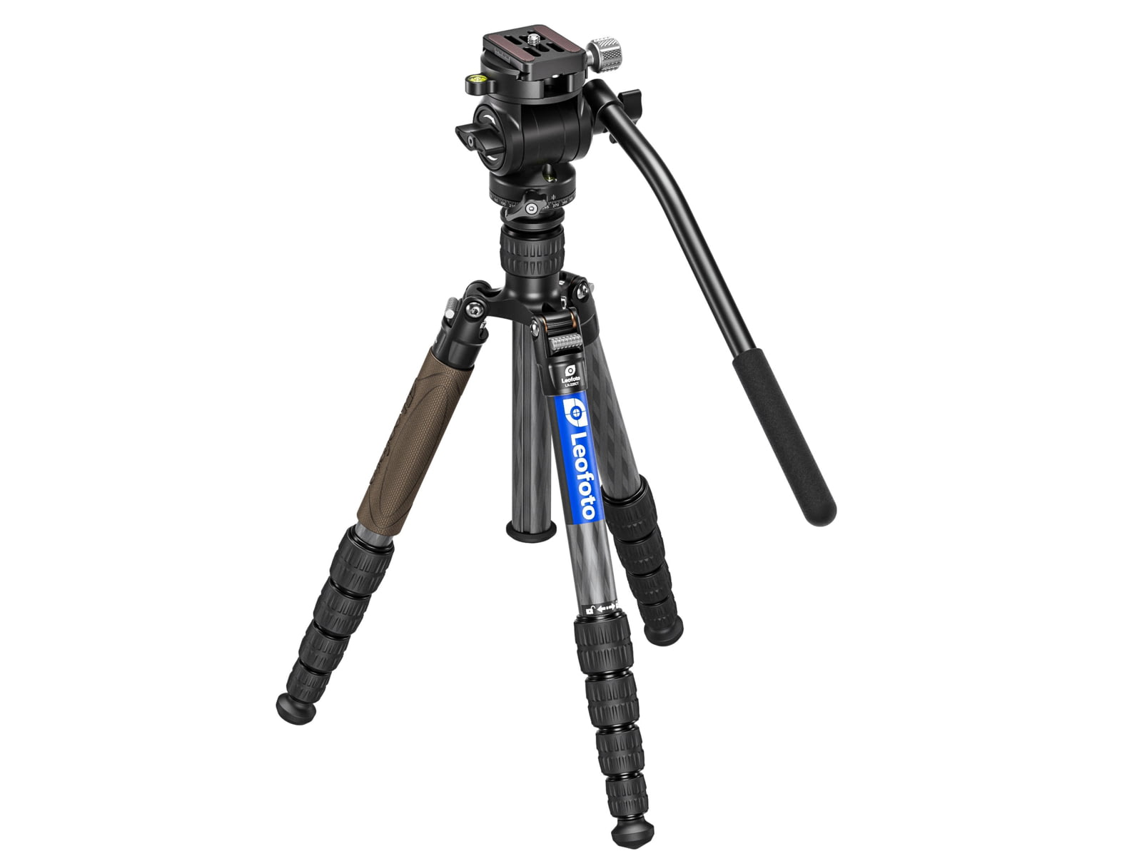 Leofoto LX-255CT/BV-1 Reversible Travel Tripod w/ Bino Fluid Head Kit Black LX-225CT+BV-1