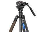 Leofoto LX-284CT-BV-5B Reversible Travel Tripod w/ Bino Fluid Head Kit Black