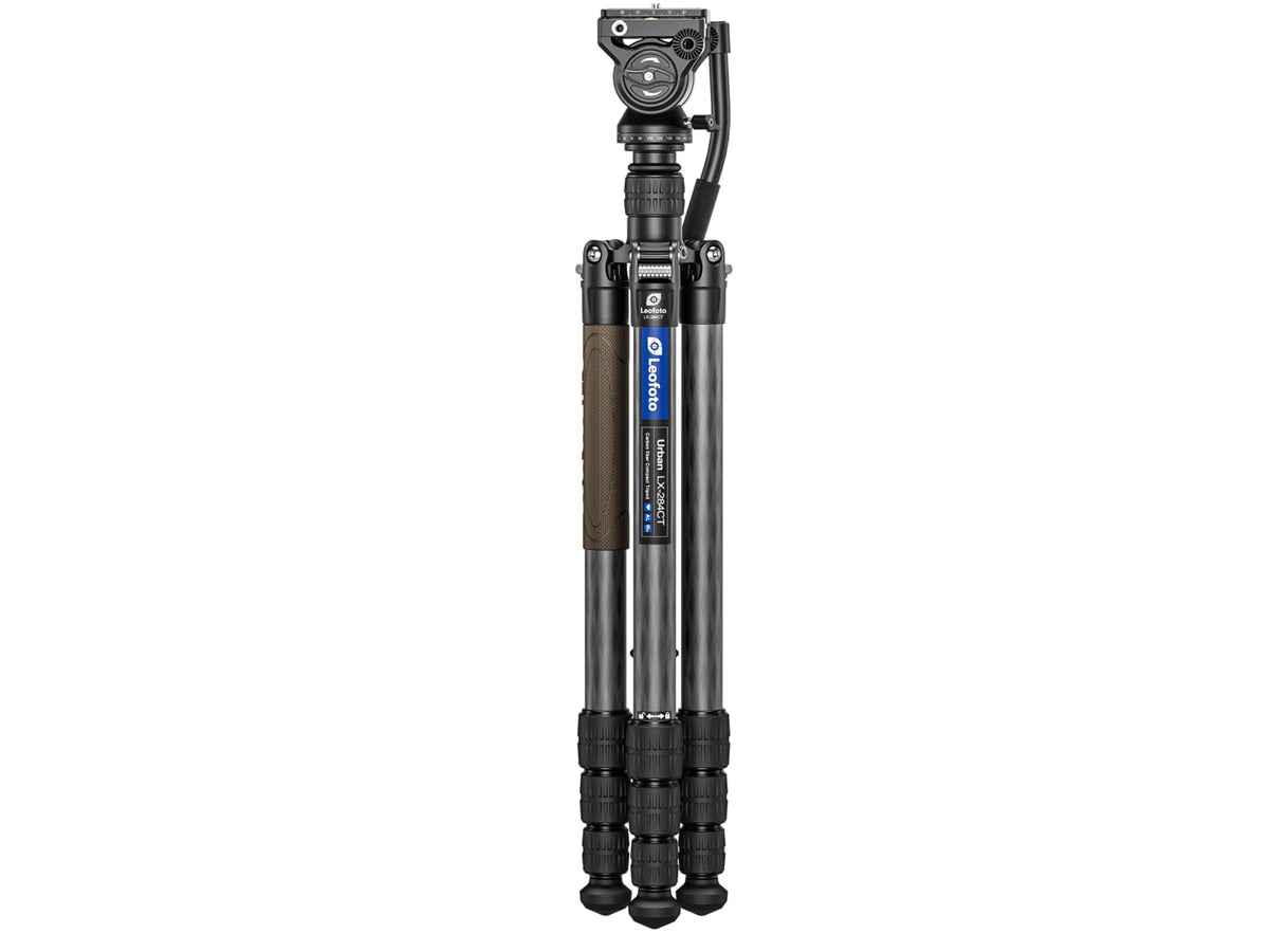 Leofoto LX-284CT-BV-5B Reversible Travel Tripod w/ Bino Fluid Head Kit Black