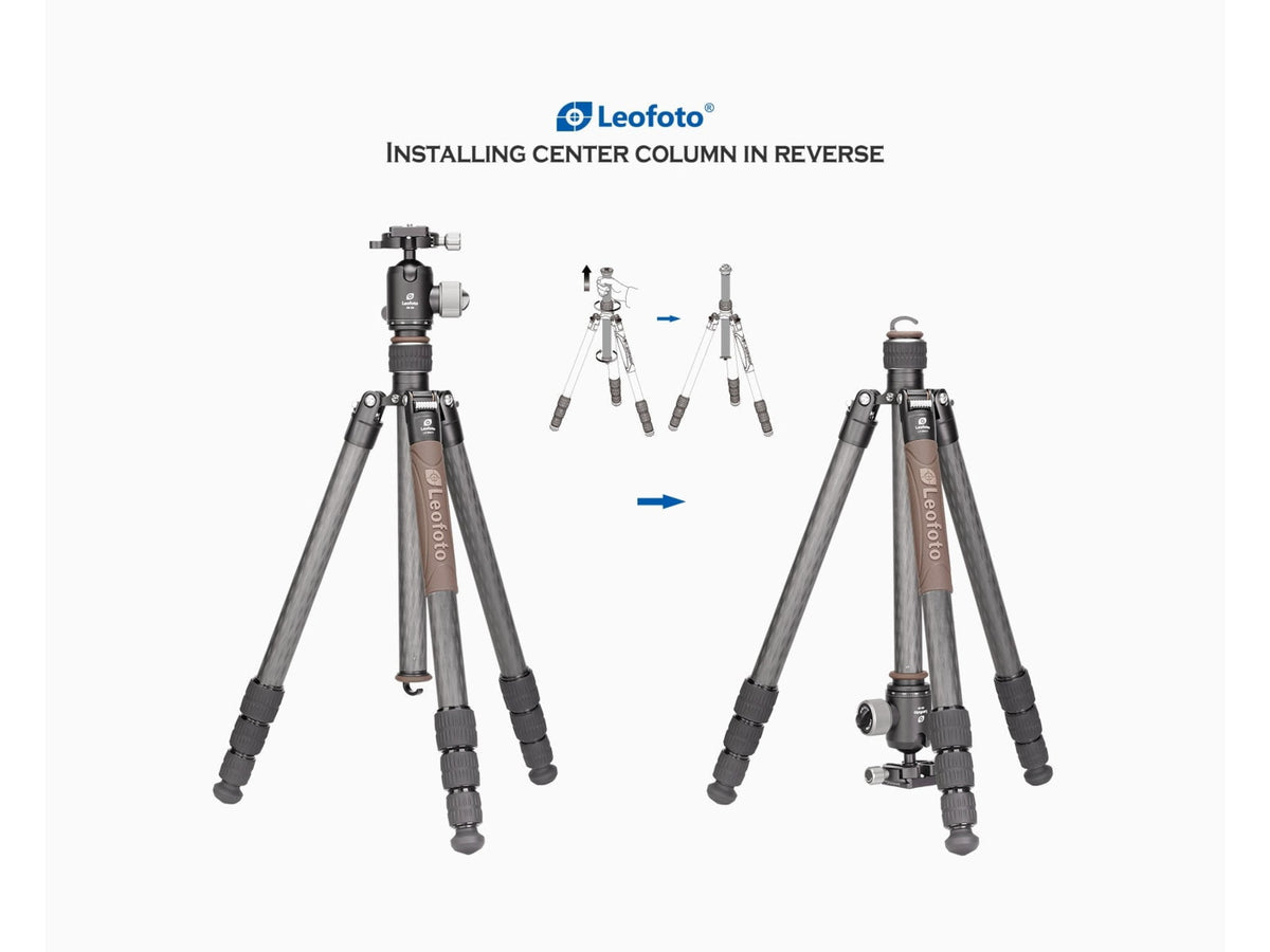 Leofoto LX-284CT/XB-38 Reversible Travel Tripod w/ Ball Head Set Black LX-284CT+XB-38