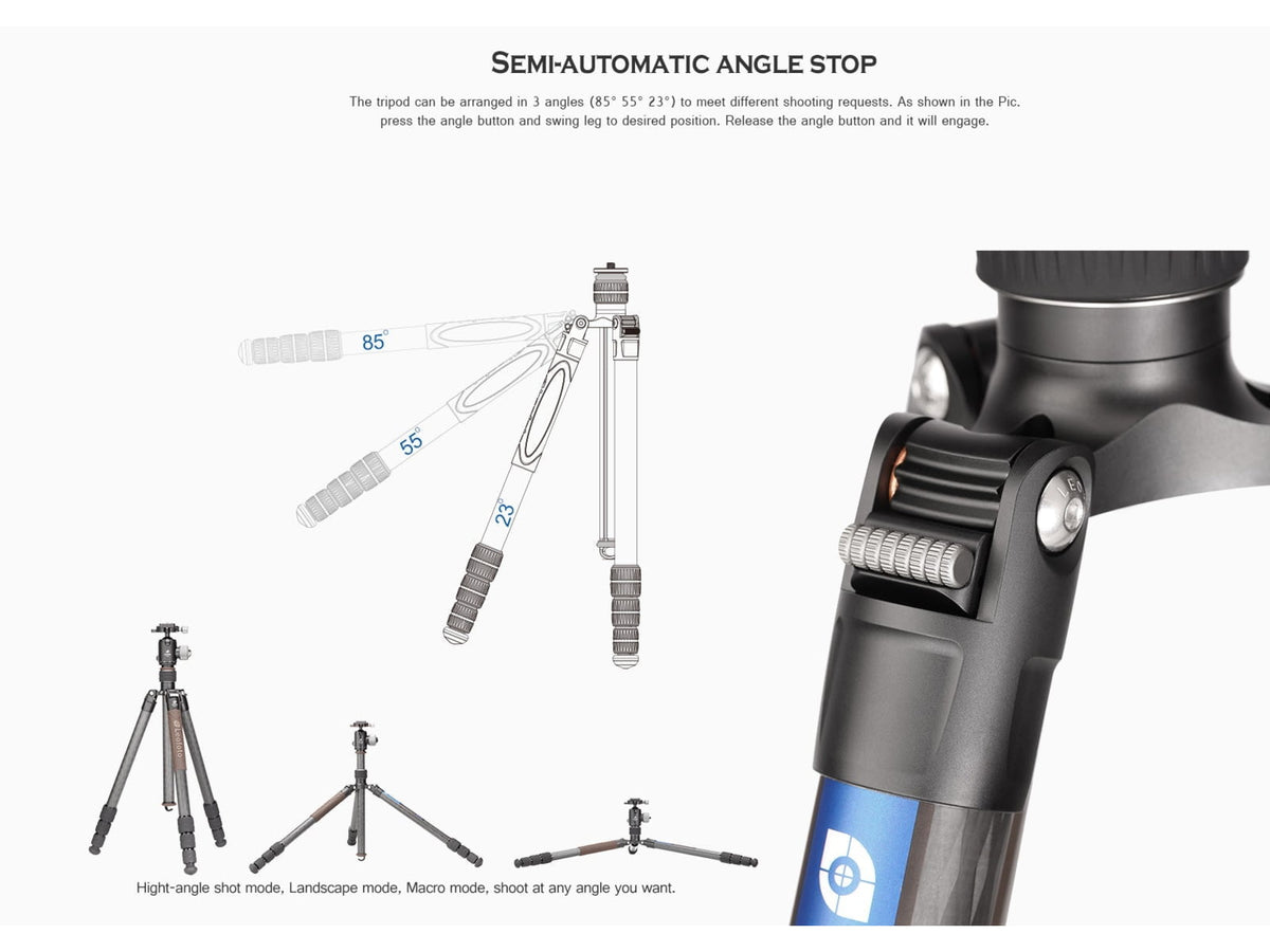 Leofoto LX-284CT/XB-38 Reversible Travel Tripod w/ Ball Head Set Black LX-284CT+XB-38