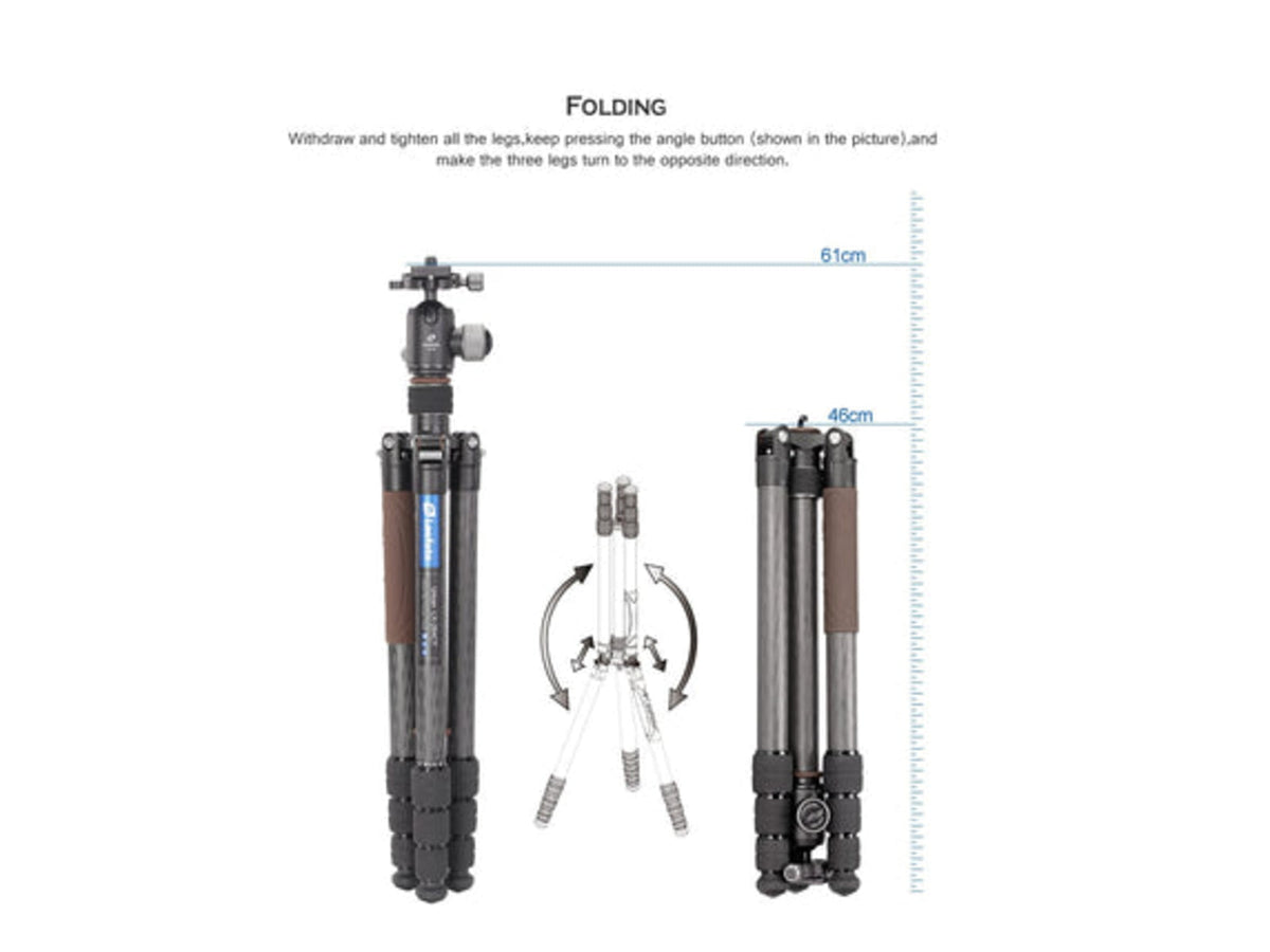 Leofoto LX-284CT/XB-38 Reversible Travel Tripod w/ Ball Head Set Black LX-284CT+XB-38