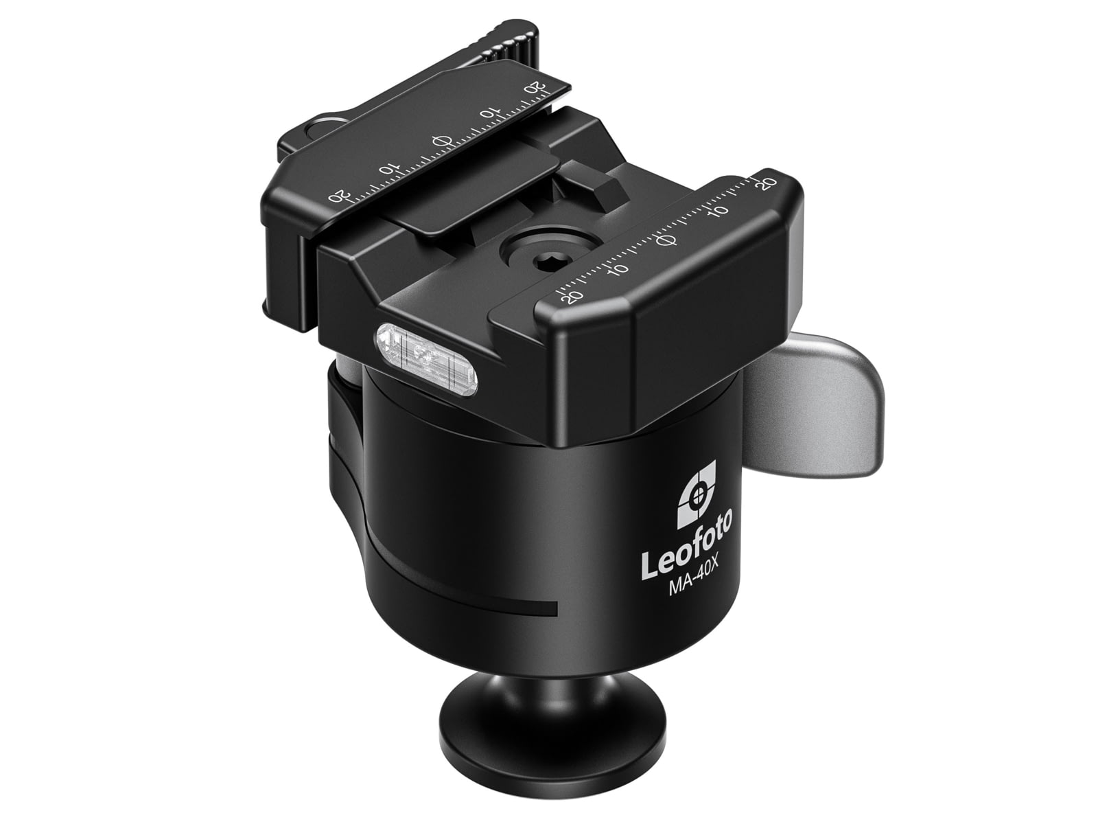 Leofoto MA-40X Outdoors Lever-Release Rapid Lock Ball Head w/ Hybrid Clamp Arca/Picatinny Black MA-40X