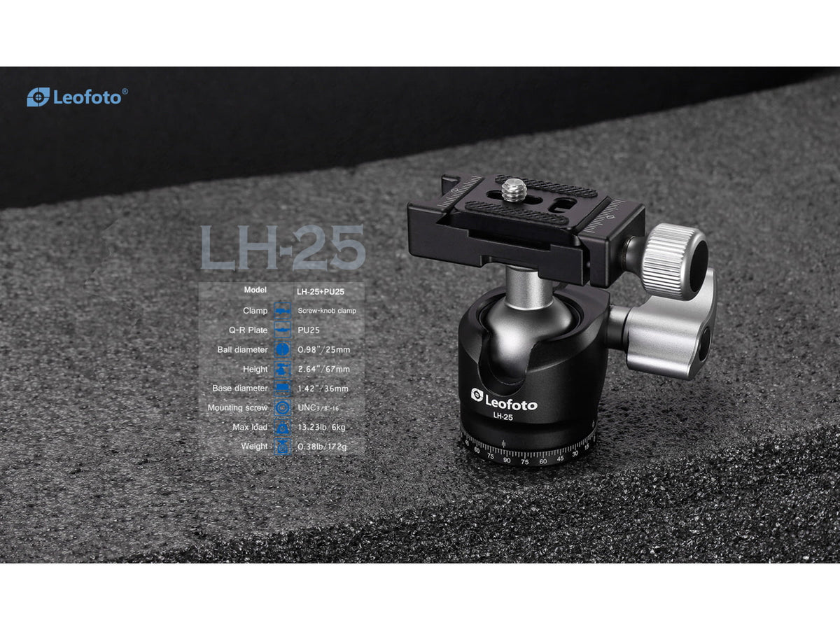 Leofoto MT-02 Aluminum Mini Table Top Tripod w/ Ball Head Kit Black MT-02+LH-25