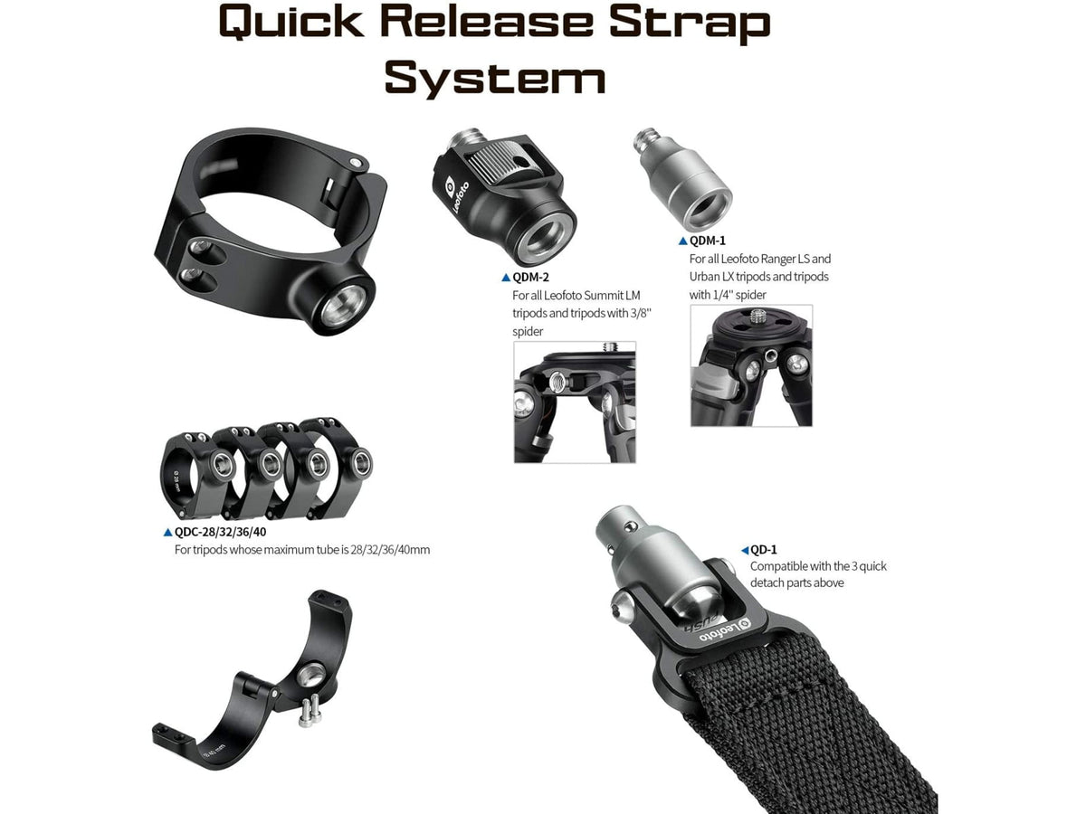 Leofoto QDM-1 1/4'' Screw Push Button QD Modular Tripod Strap Black QDM-1